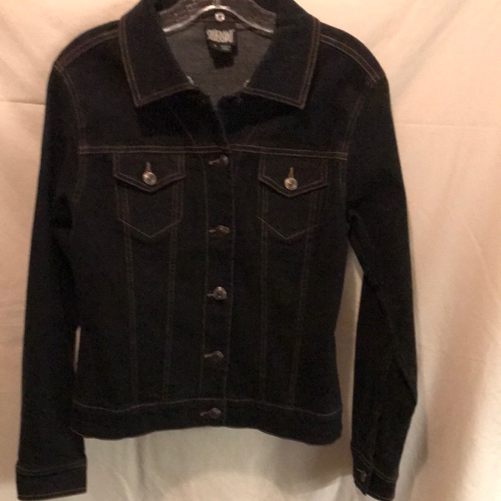 Vintage Silverado Dark Denim/Black Cropped Style Button Front Jacket -Size Small